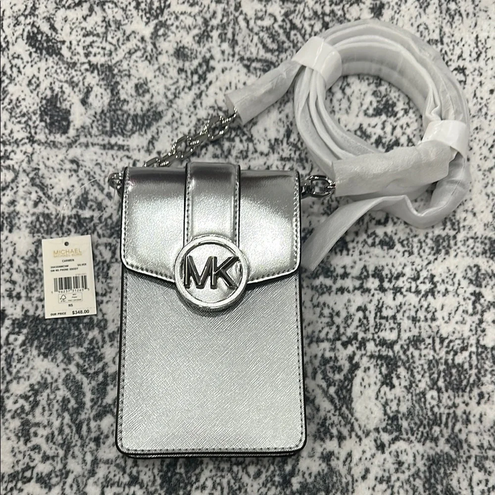 Michael Kors Silver Crossbody Phone Bag
